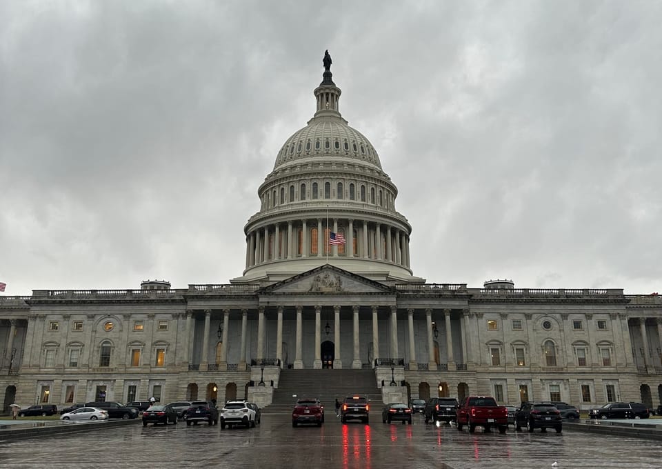 The Capital Building in DC on a rainy day